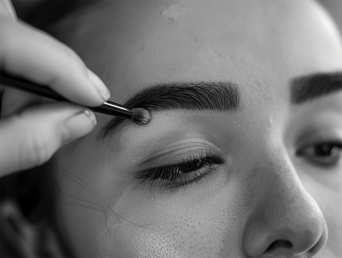 Person getting their eyebrows done by professional to support brow lamination training course article