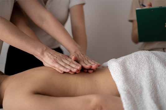 Massage therapy training process with student and teacher