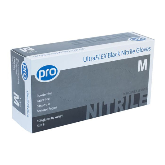 Nitrile Gloves - UltraFlex Black - Medium (100pcs)