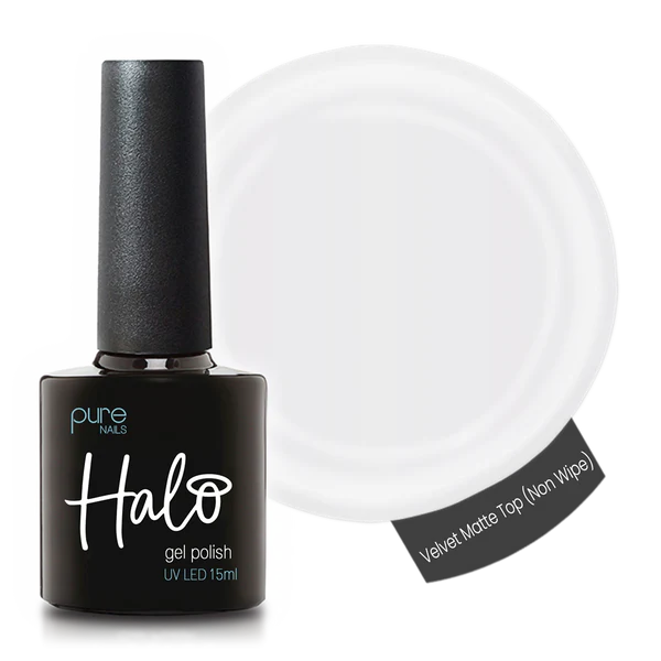 Halo Gel Polish 15ml Velvet Matte Top (Non Wipe)