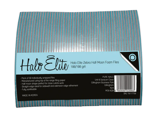 Halo Elite File Zebra Half-Moon File 100/100 grit - individually wrapped - 50 pack