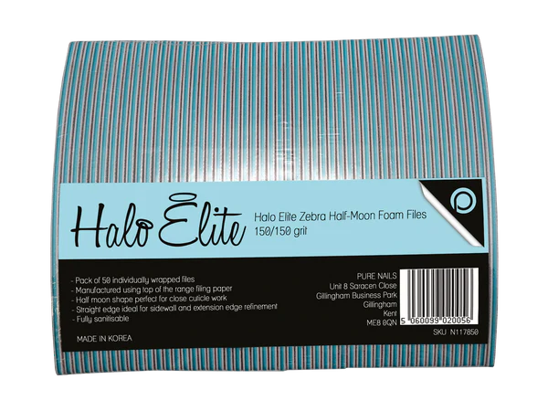 Halo Elite Half-Moon Zebra File 150/150 grit - individually wrapped - 50 pack